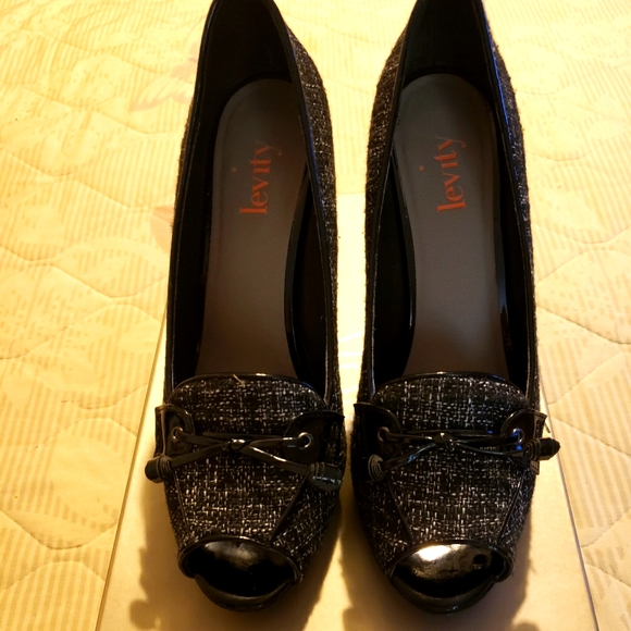 Black Open Toe Pumps Heels - Picture 1 of 4